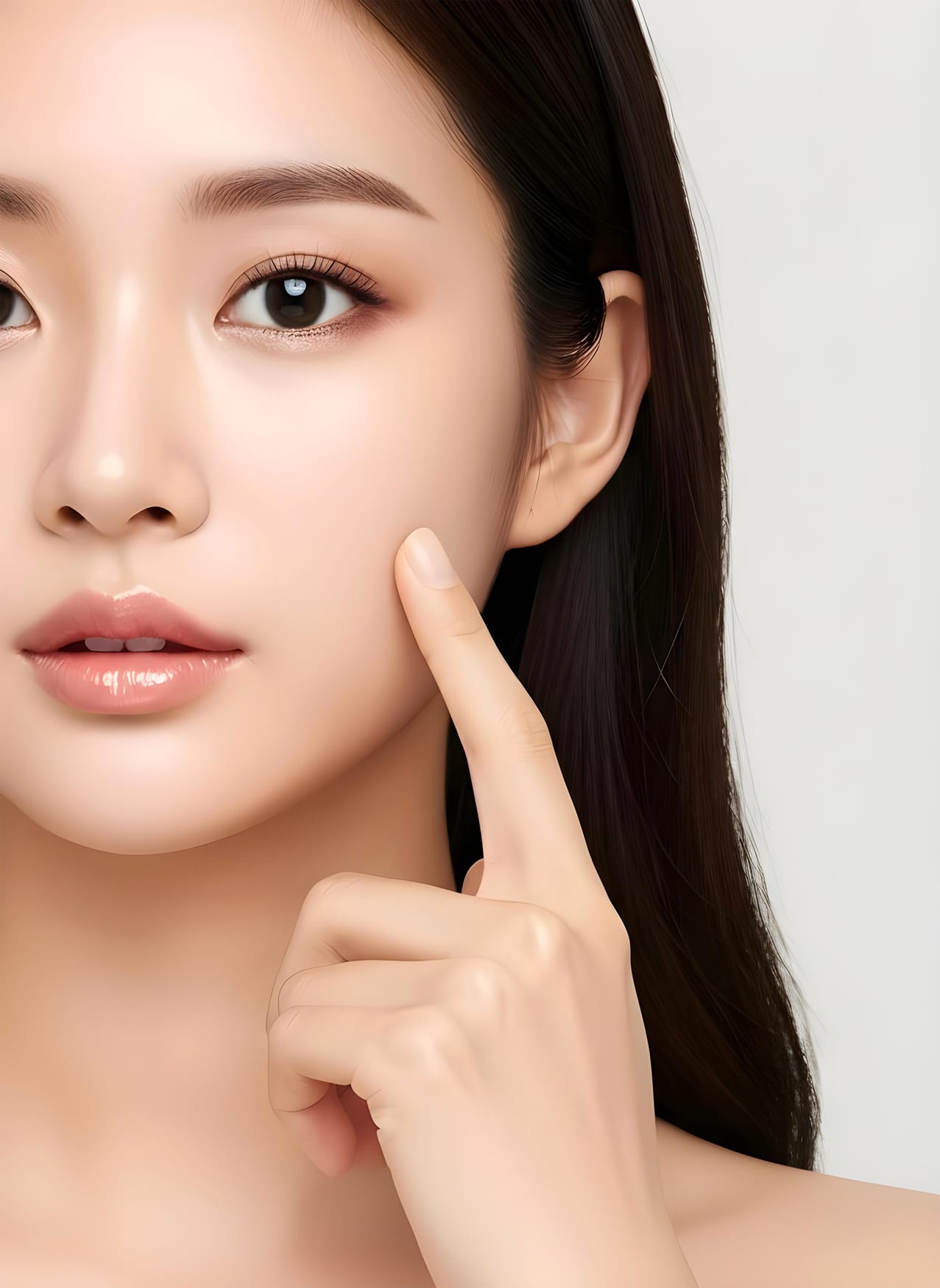 다미온의원 눈밑지방재배치 안내 이미지 — 모델 눈밑과 볼 라인 클로즈업