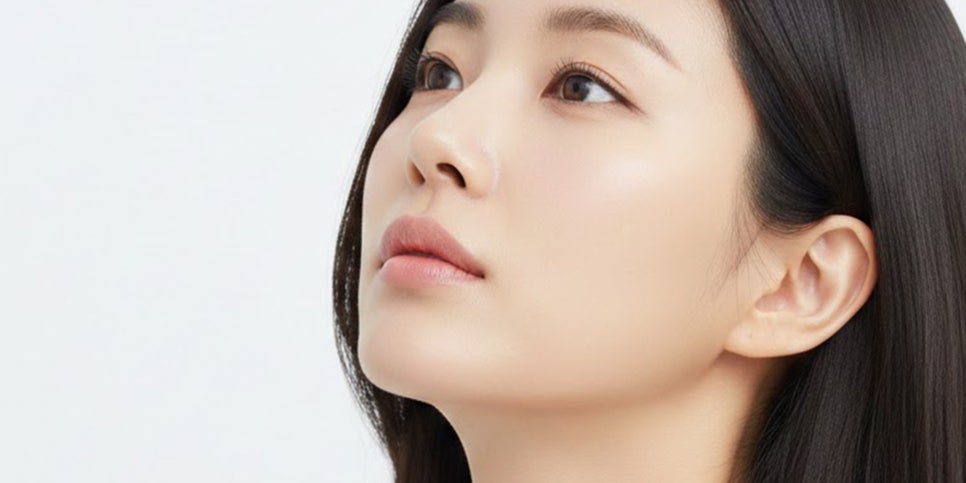다미온의원 코성형 안내 이미지 — 모델 옆얼굴 콧대 라인